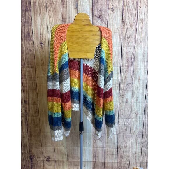 Elan Loose Oversized Knit Striped Cardigan Sweater Size O/S - Picture 2 of 9